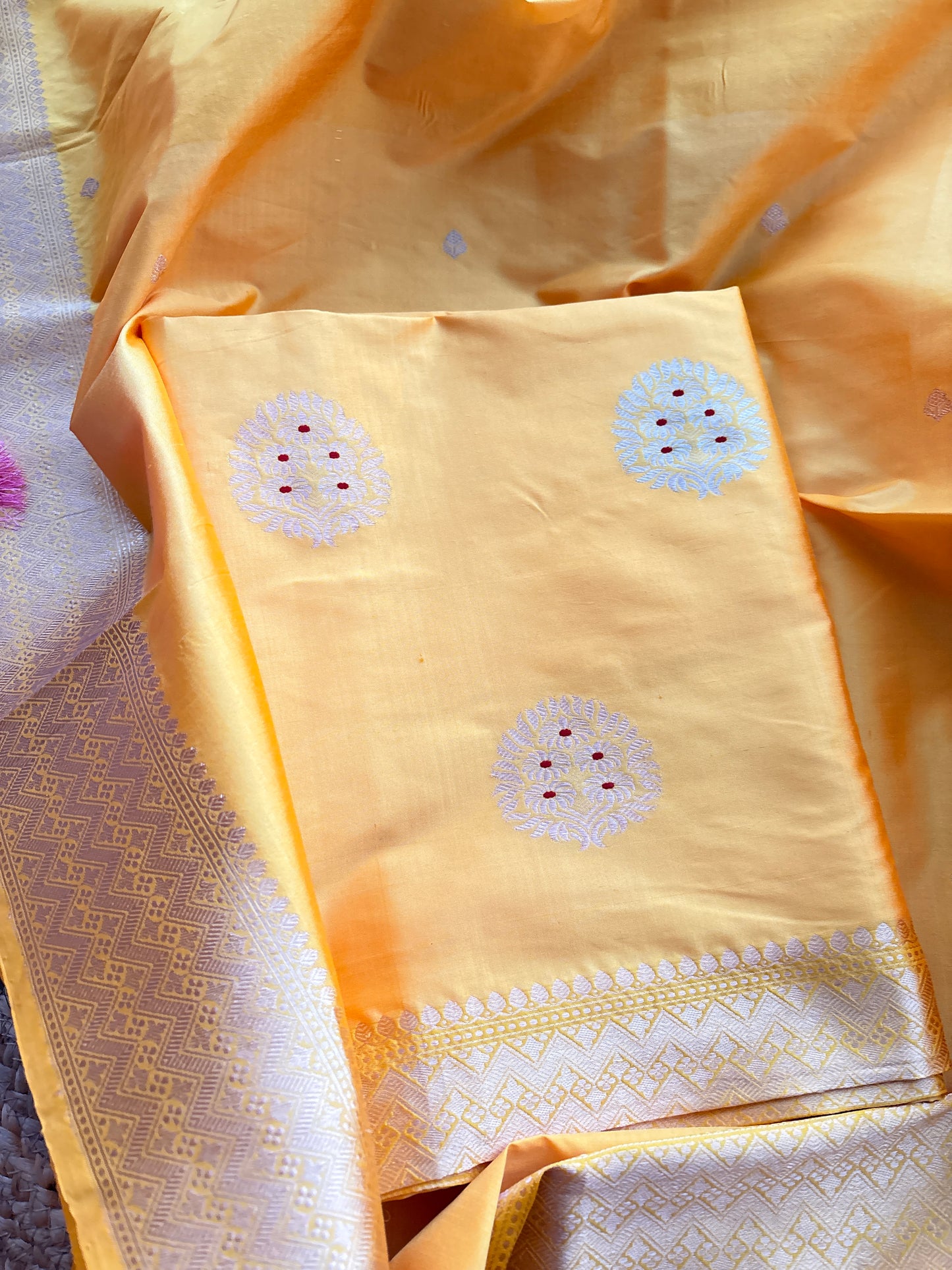 Yellow Katan by katan silk Kadhwa suit set