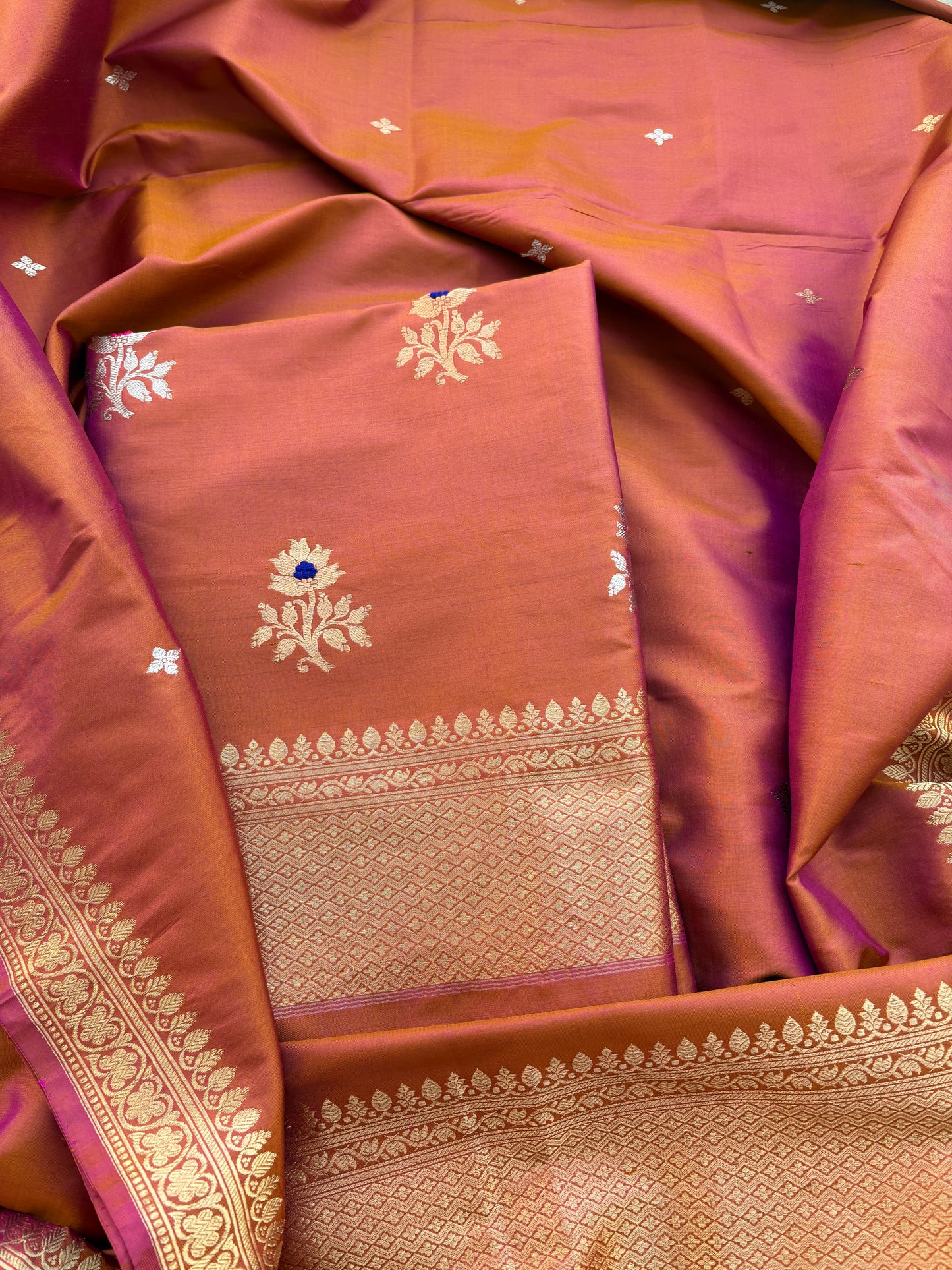 Rust katan by katan silk kadhwa suit set