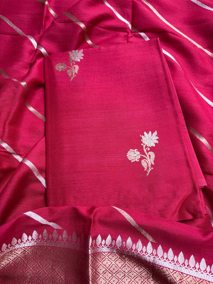 Red moonga silk suit set