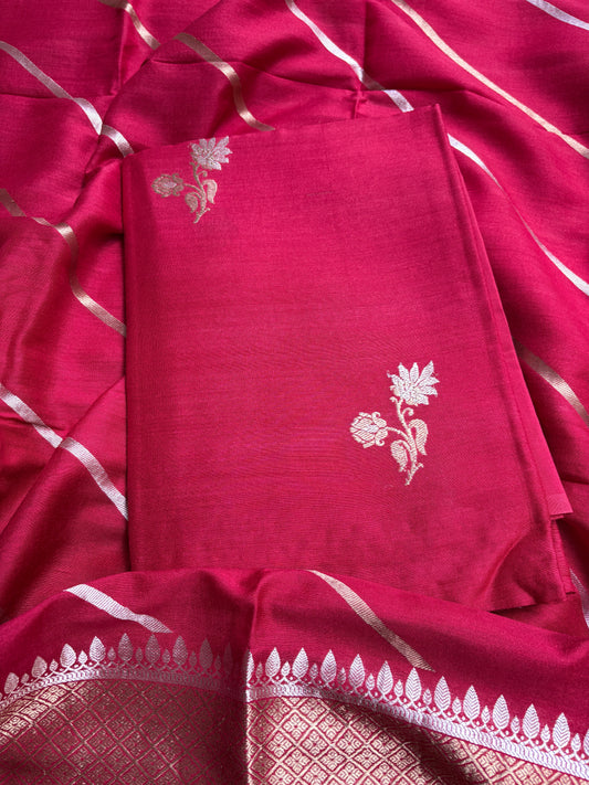 Red moonga silk suit set