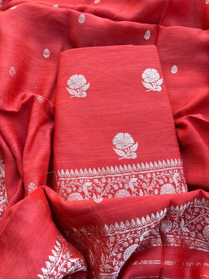 Orange moonga silk kadhwa suit set