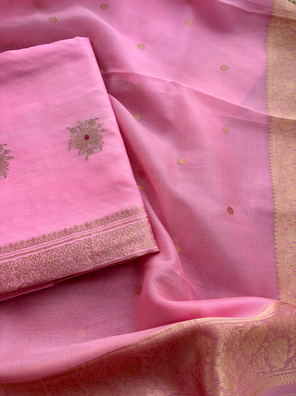Pink Chiniya kora kadhwa suit set