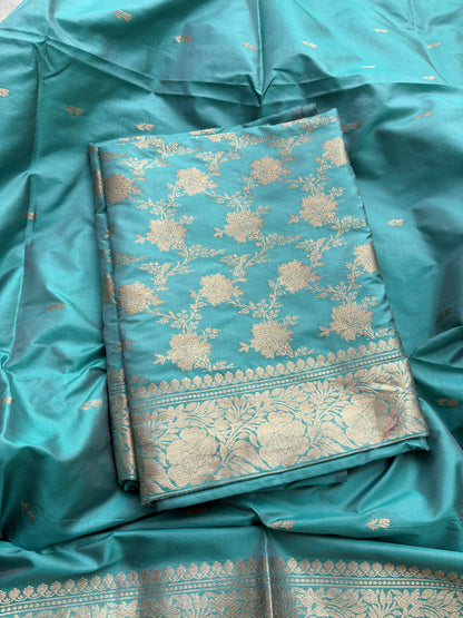Blue jaal katan by Katan silk suit set
