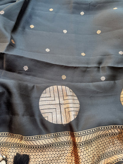 Black mango silk designer silk suit set