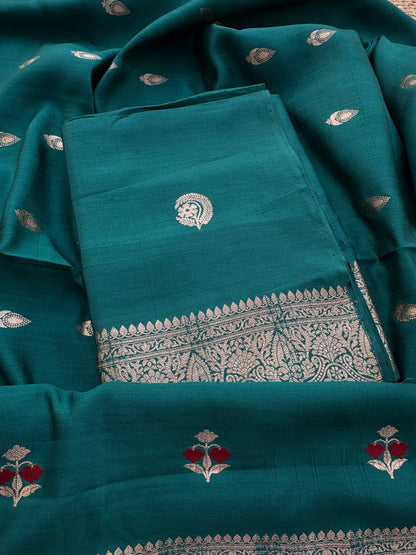 Green Chiniya silk suit set