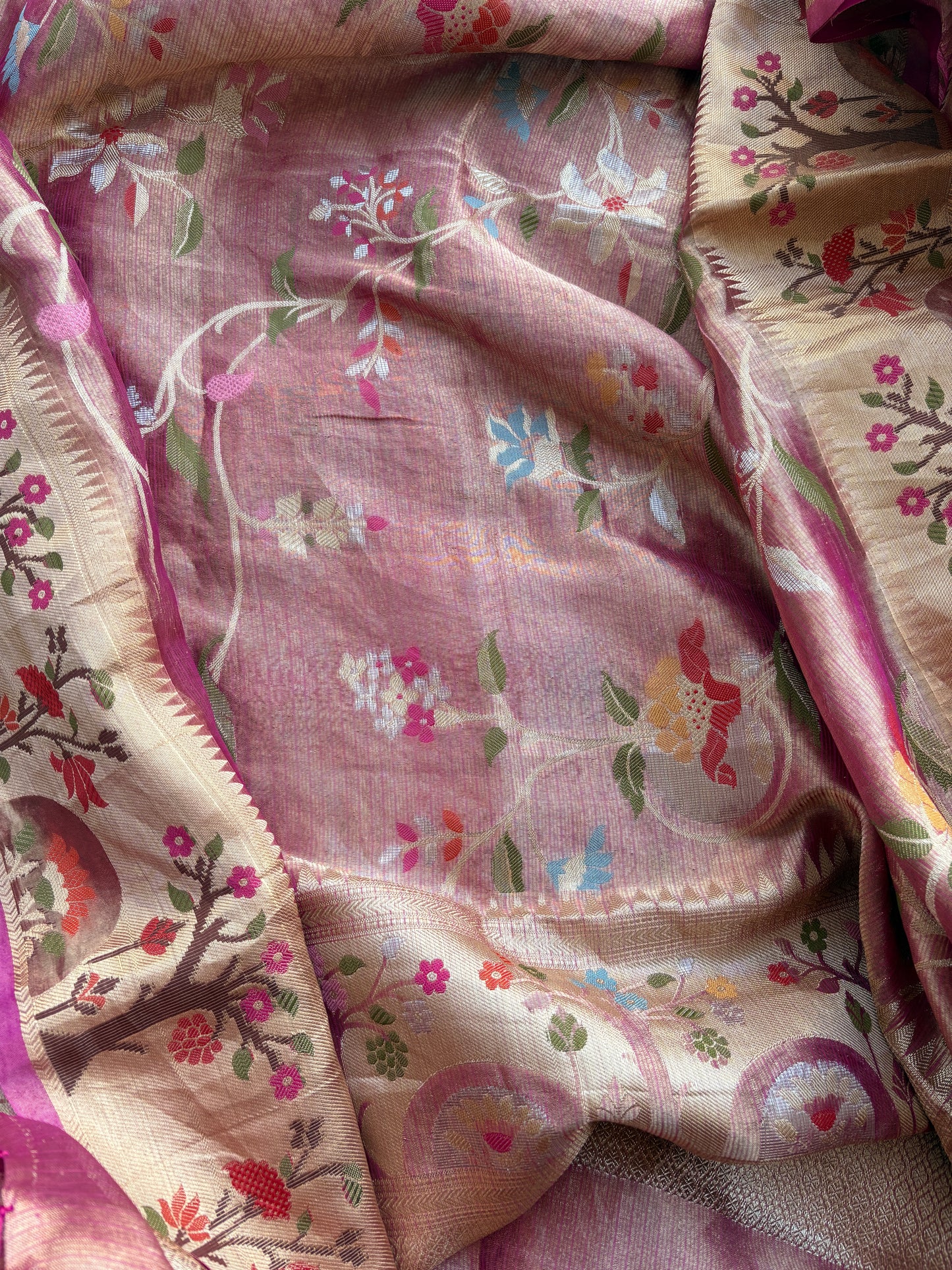 Pink tissue kadhwa meenadar suit set