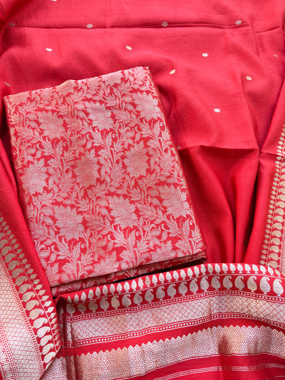 Red mango silk pure silk suit set