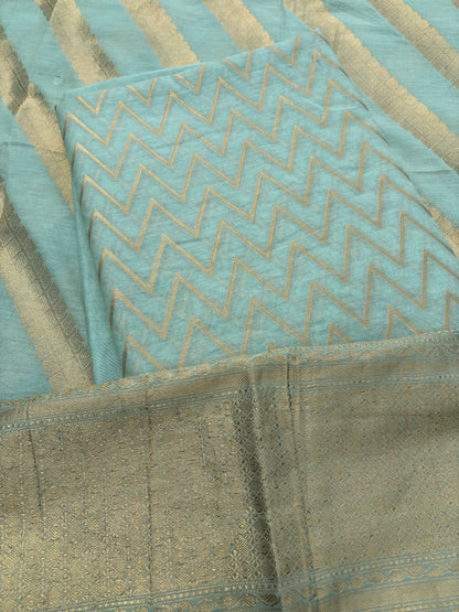 Turq Chanderi cotton 3 piece suit set