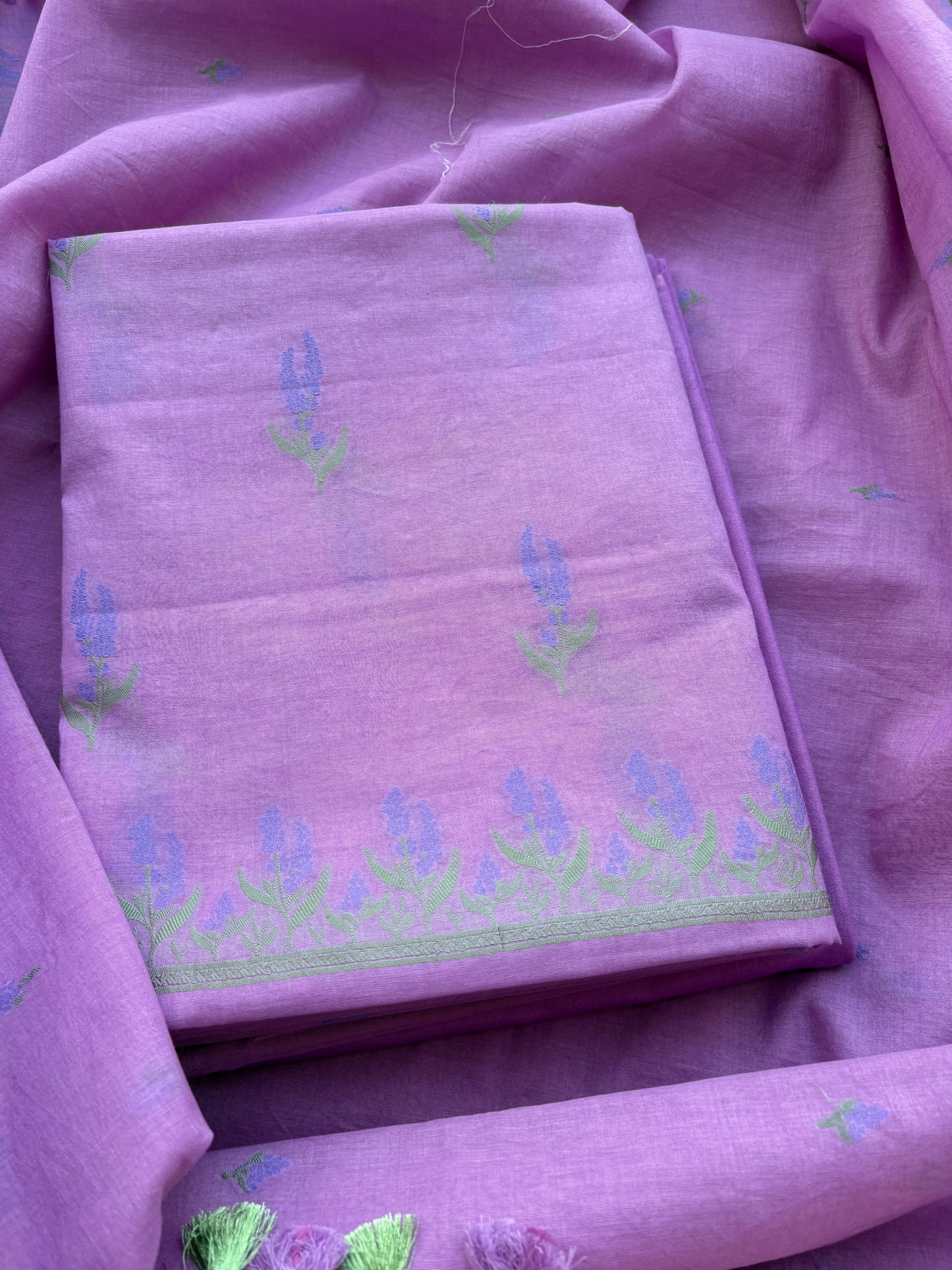 Lavender Chanderi cotton suit set