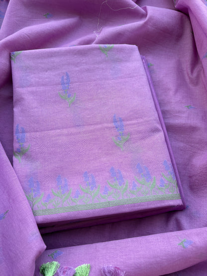 Lavender Chanderi cotton suit set
