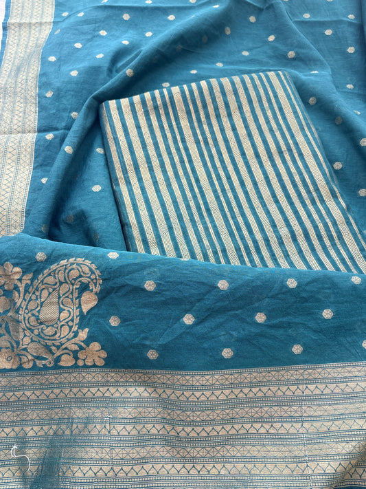 Green Chanderi zari weaving suit set (88)