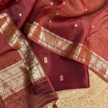 Wine kora silk kadhwa suit set