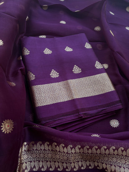 Purple mango silk kadhwa suit set