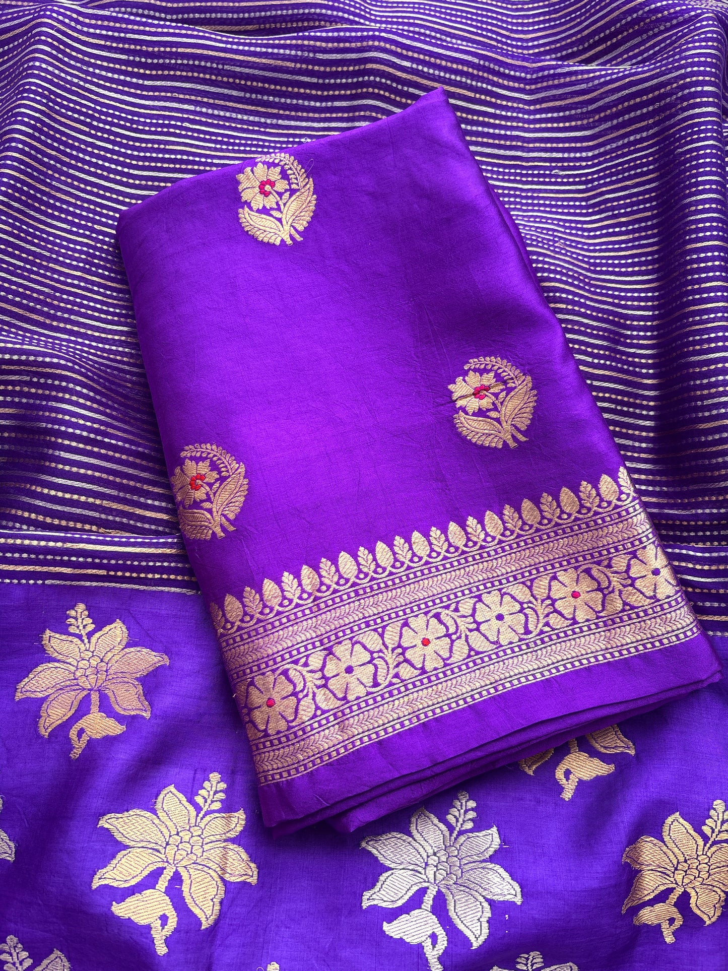 Purple Chiniya silk kurta bottom ,tissue kora dupatta