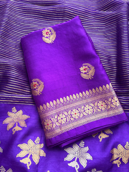Purple Chiniya silk kurta bottom ,tissue kora dupatta