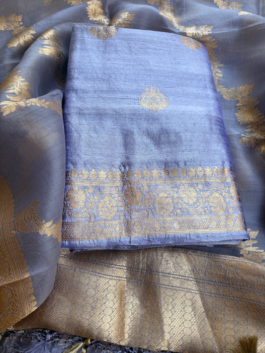 Raw silk kadhwa kurta, bottom , kora kadhwa dupatta