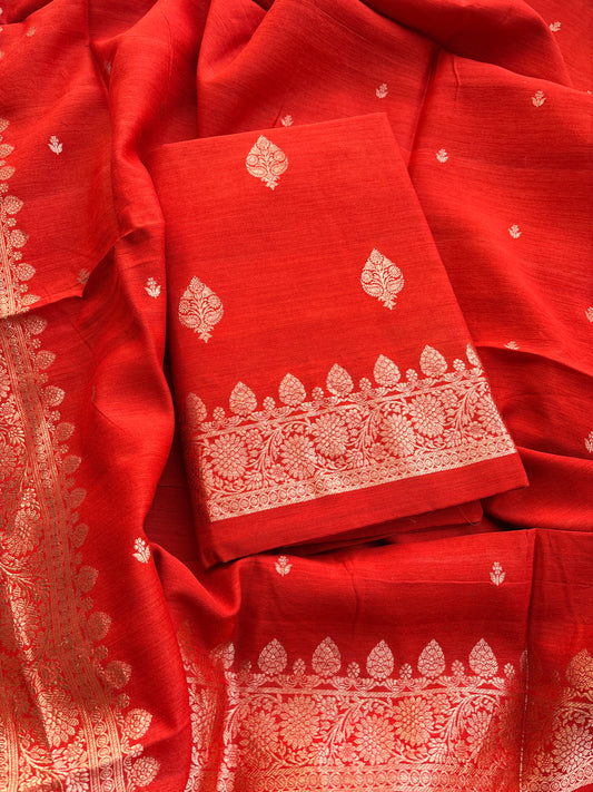 Rust orange moonga silk Suit set