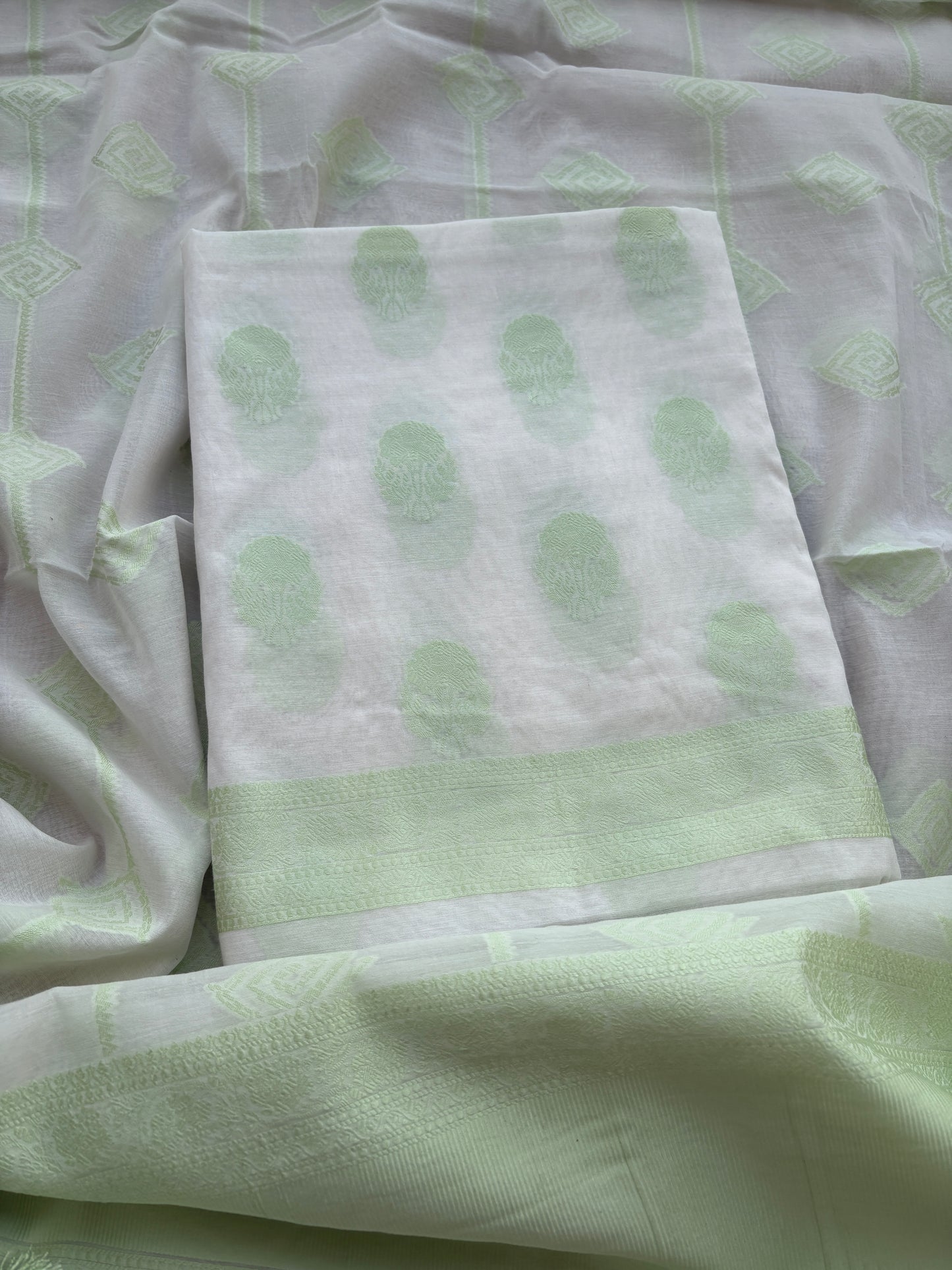 White base Chanderi weaving flower suit set