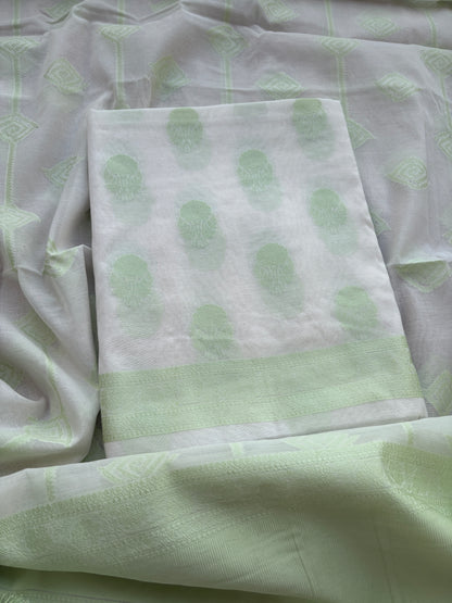 White base Chanderi weaving flower suit set