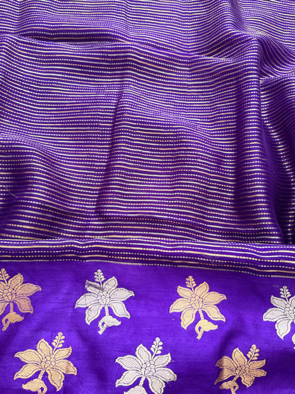 Purple Chiniya silk kurta bottom ,tissue kora dupatta