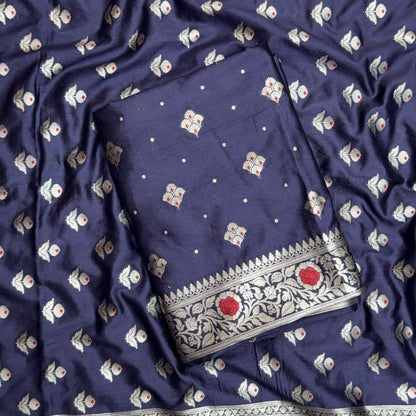 Blue mulberry silk suit set