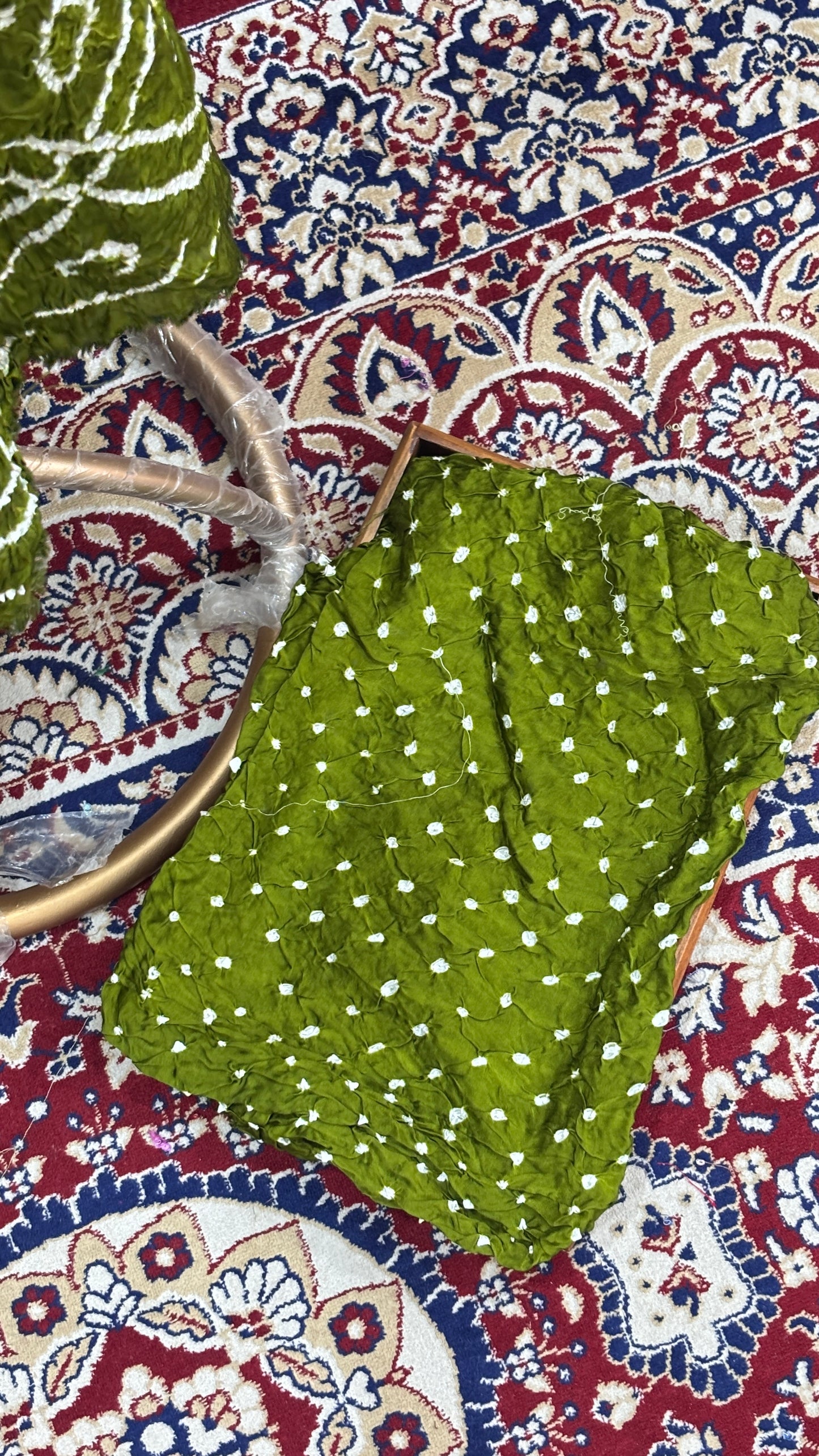Green bandhani gajji silk suit set
