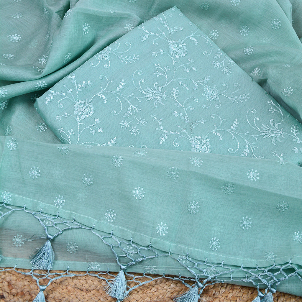 Turq mul chanderi suit set