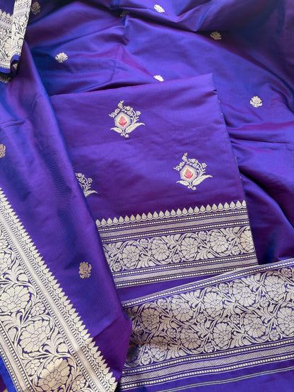 Purple katan by katan silk meenadar suit set