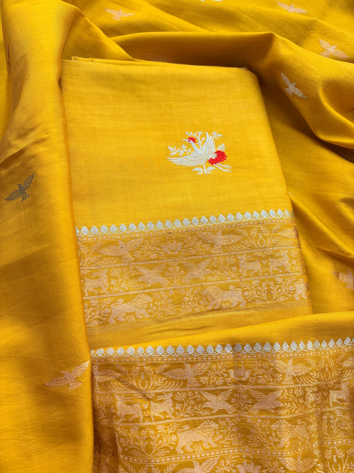 Yellow mango silk 3 piece suit set