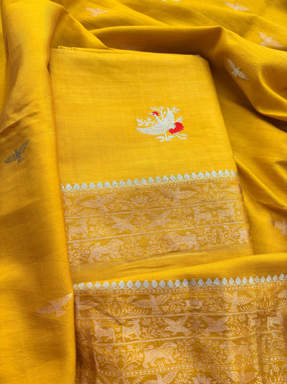 Yellow mango silk 3 piece suit set