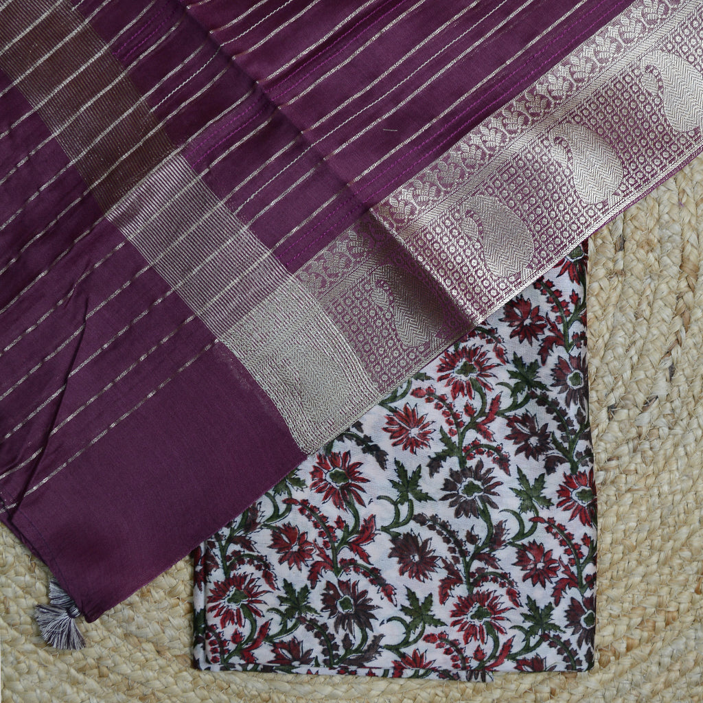 Printed Chanderi silk with pintuck dupatta