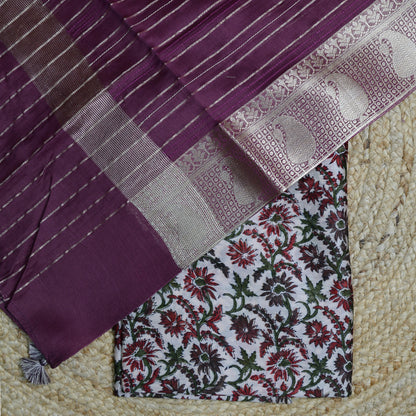 Printed Chanderi silk with pintuck dupatta