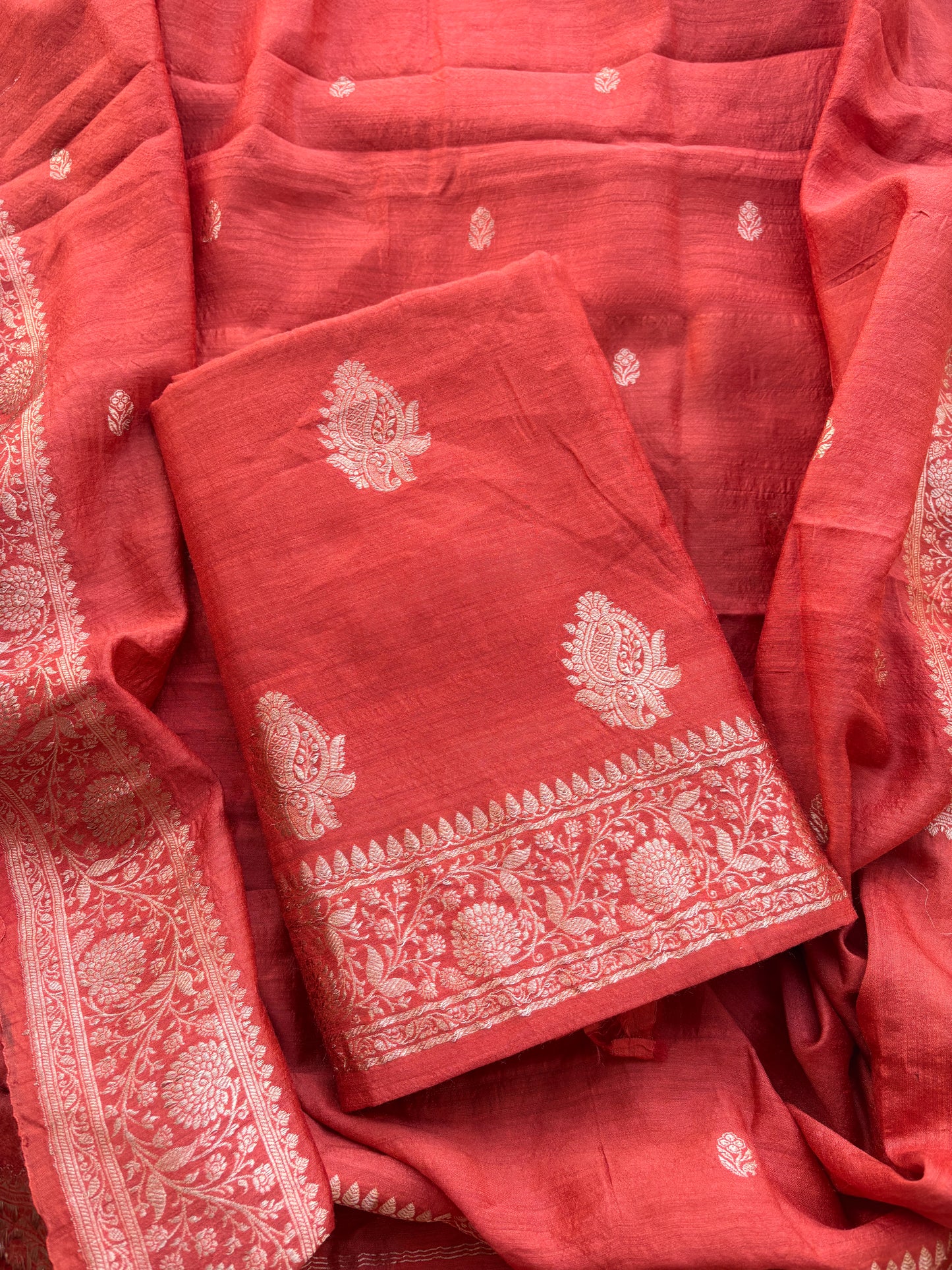 Rust moonga silk 3 piece suit set