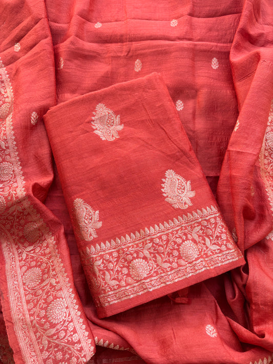 Rust moonga silk 3 piece suit set