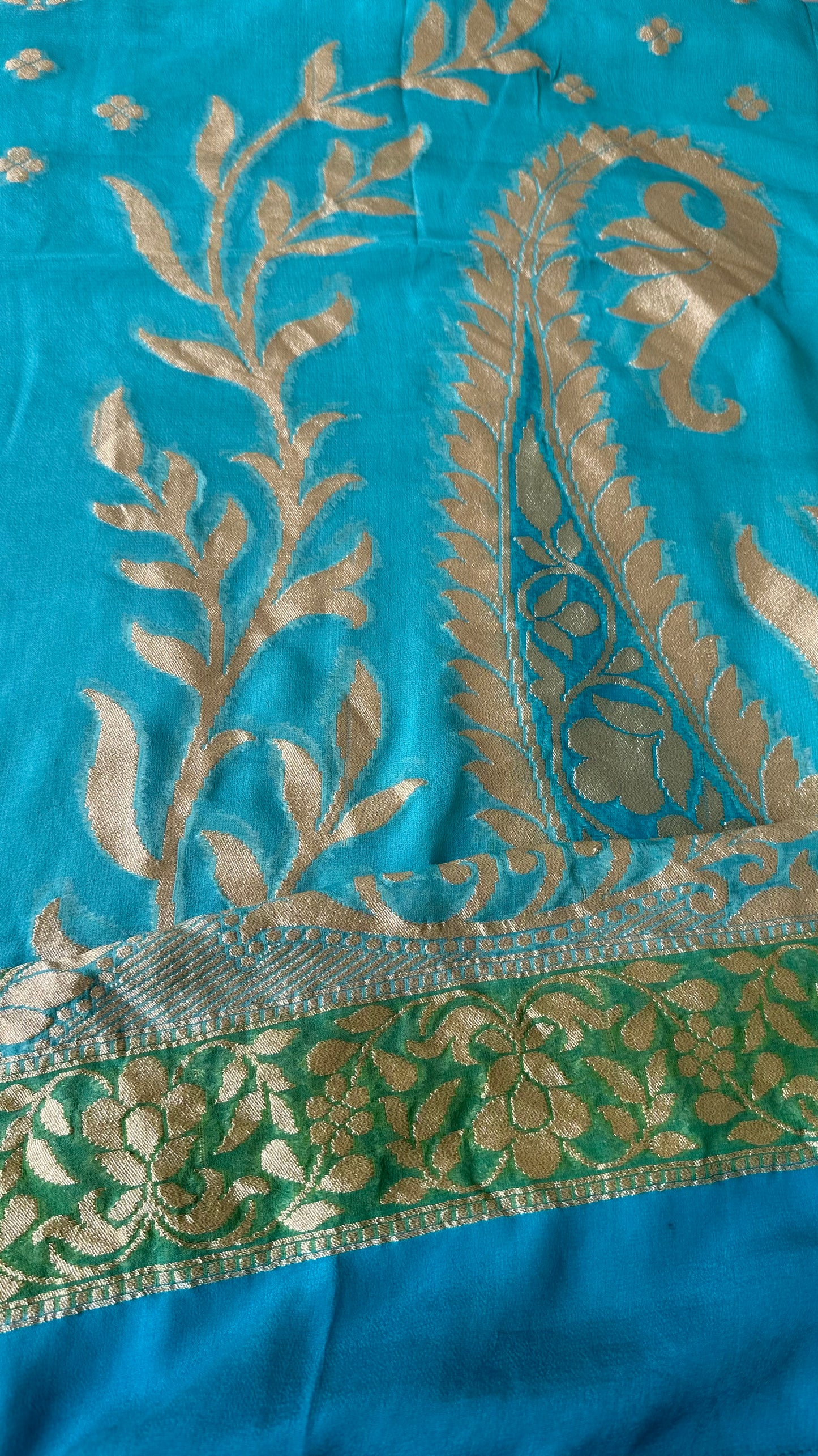 Turq handloom khaddi georgette dupatta