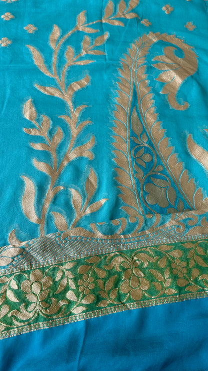 Turq handloom khaddi georgette dupatta