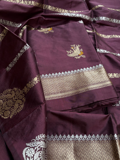 Coffee mango silk suit set