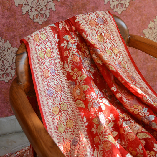 Red Khaddi georgette dupatta