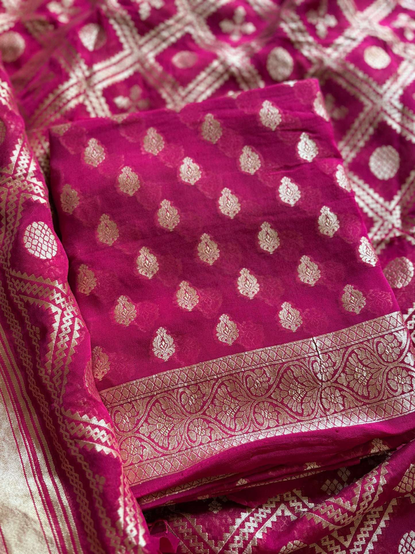 Pink Khaddi georgette suit set