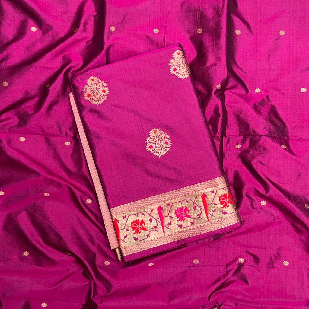 Magenta Katan by Katan silk paithani suit set