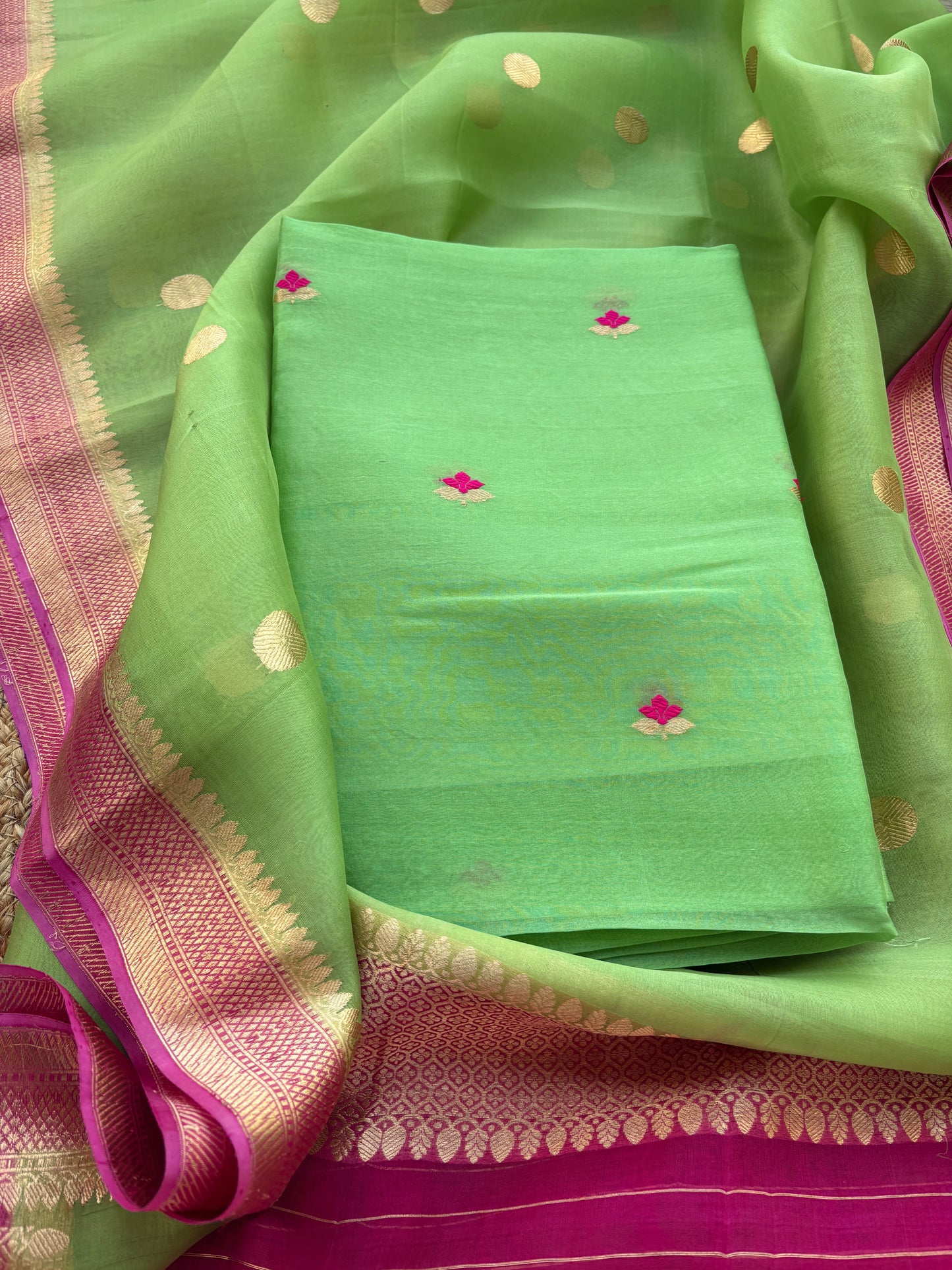Green Kadhwa suit with shaded  dupatta