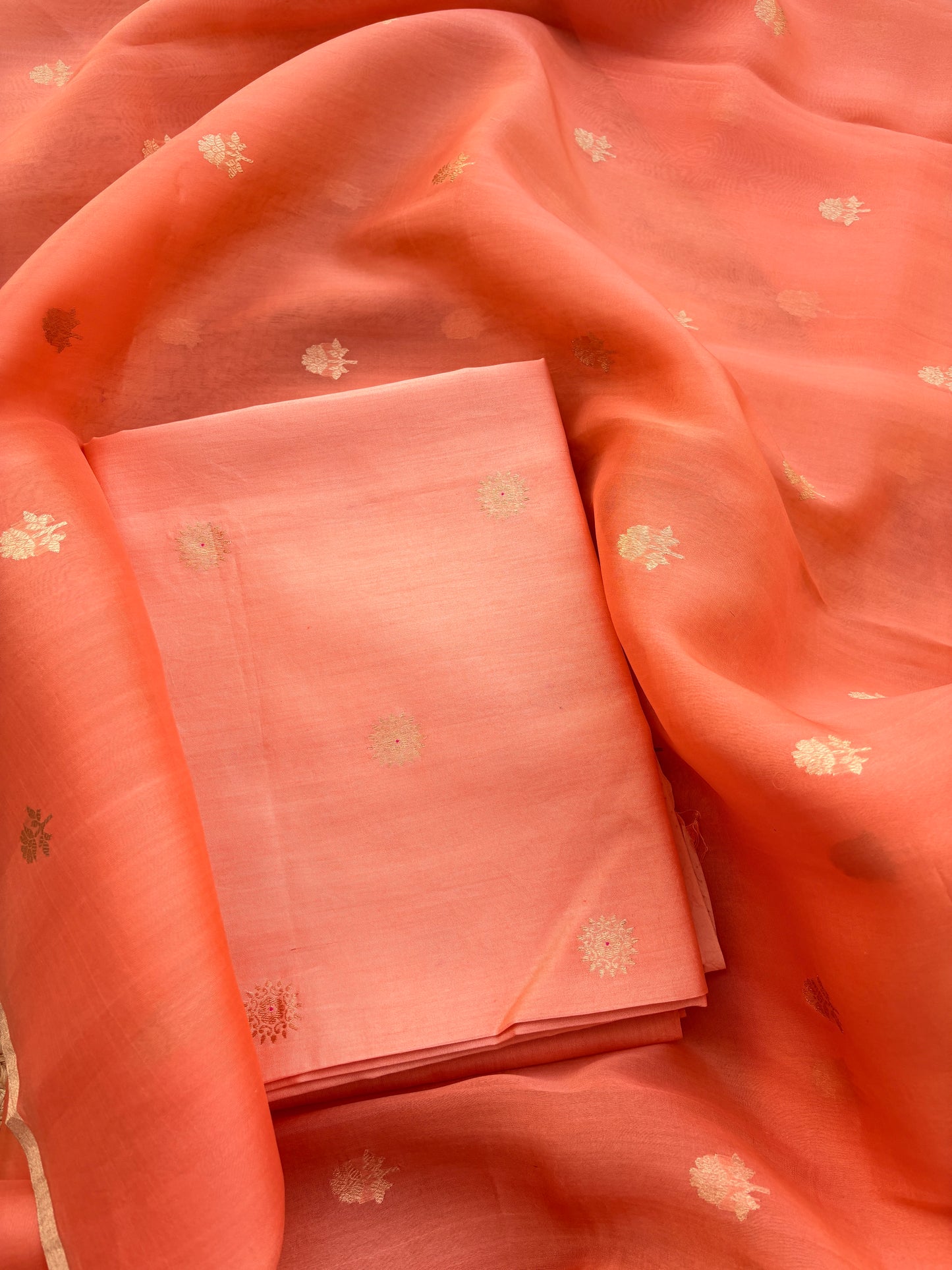 Peach kora Chiniya suit set