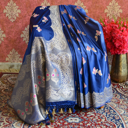 Blue Butterfly  Weave Mashru Silk Saree