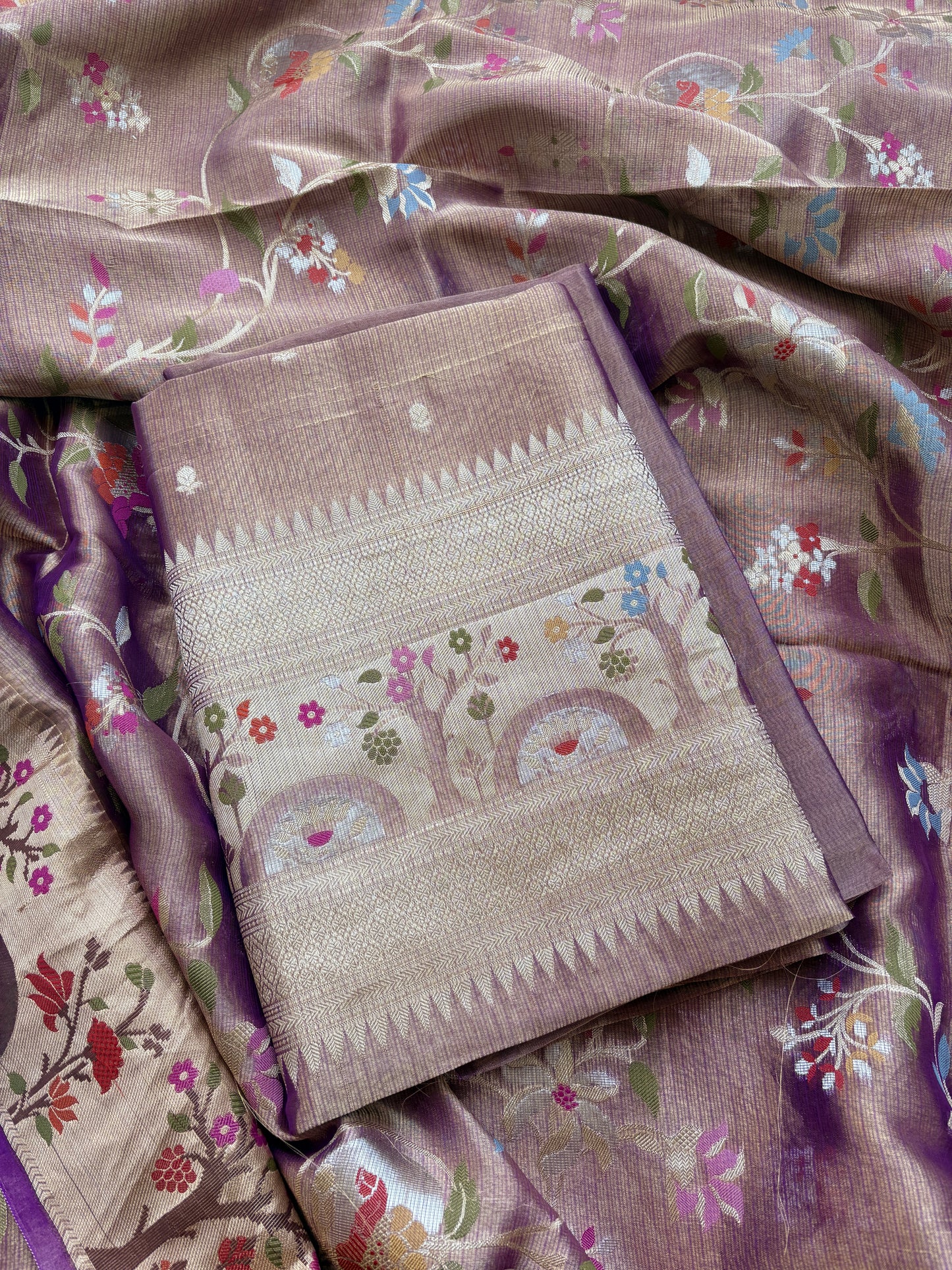 Purple kota tissue kadhwa meenadar suit set