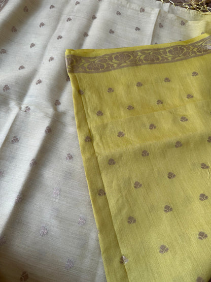 Lime yellow ombré shaded moonga silk dupatta