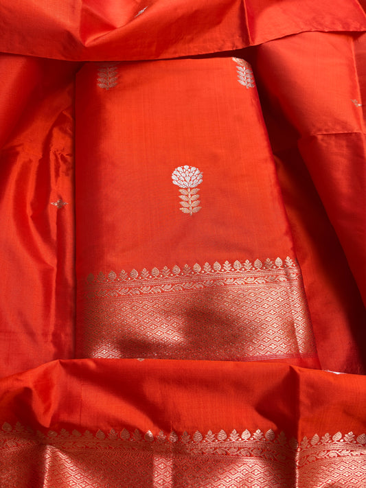 Orange katan by katan silk 3 piece suit set