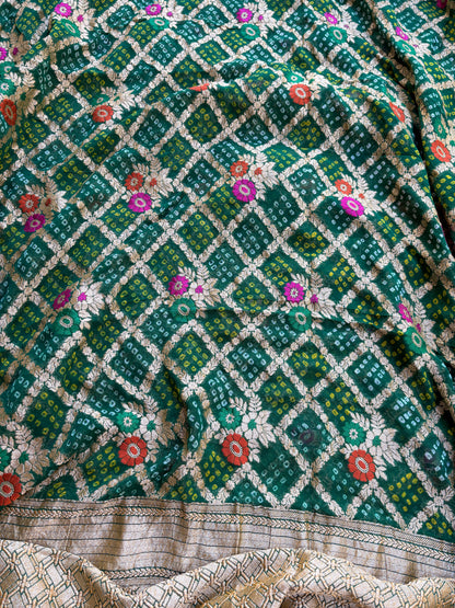 Green Khaddi georgette meenakari suit set