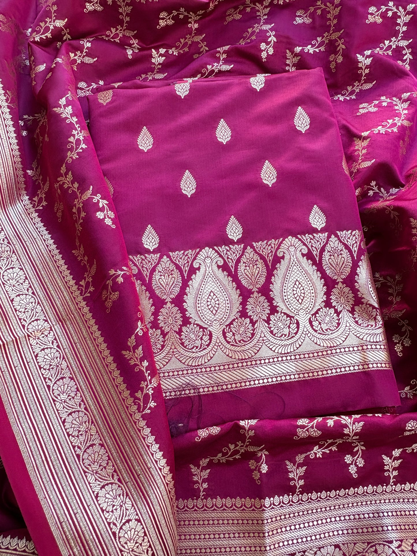 Wine mashru silk suit set