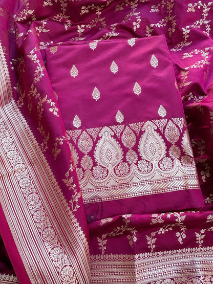 Wine mashru silk suit set