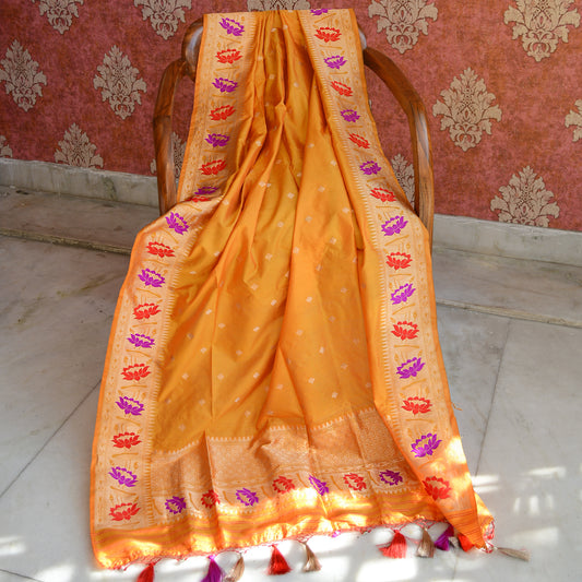 Mustard Katan silk kadhwa dupatta